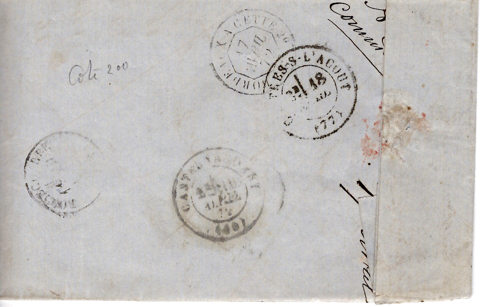 1 N° 60 CONVOYEUR MOISSAC 1872 LETTRE TARN ET GARONNE COTE 340€