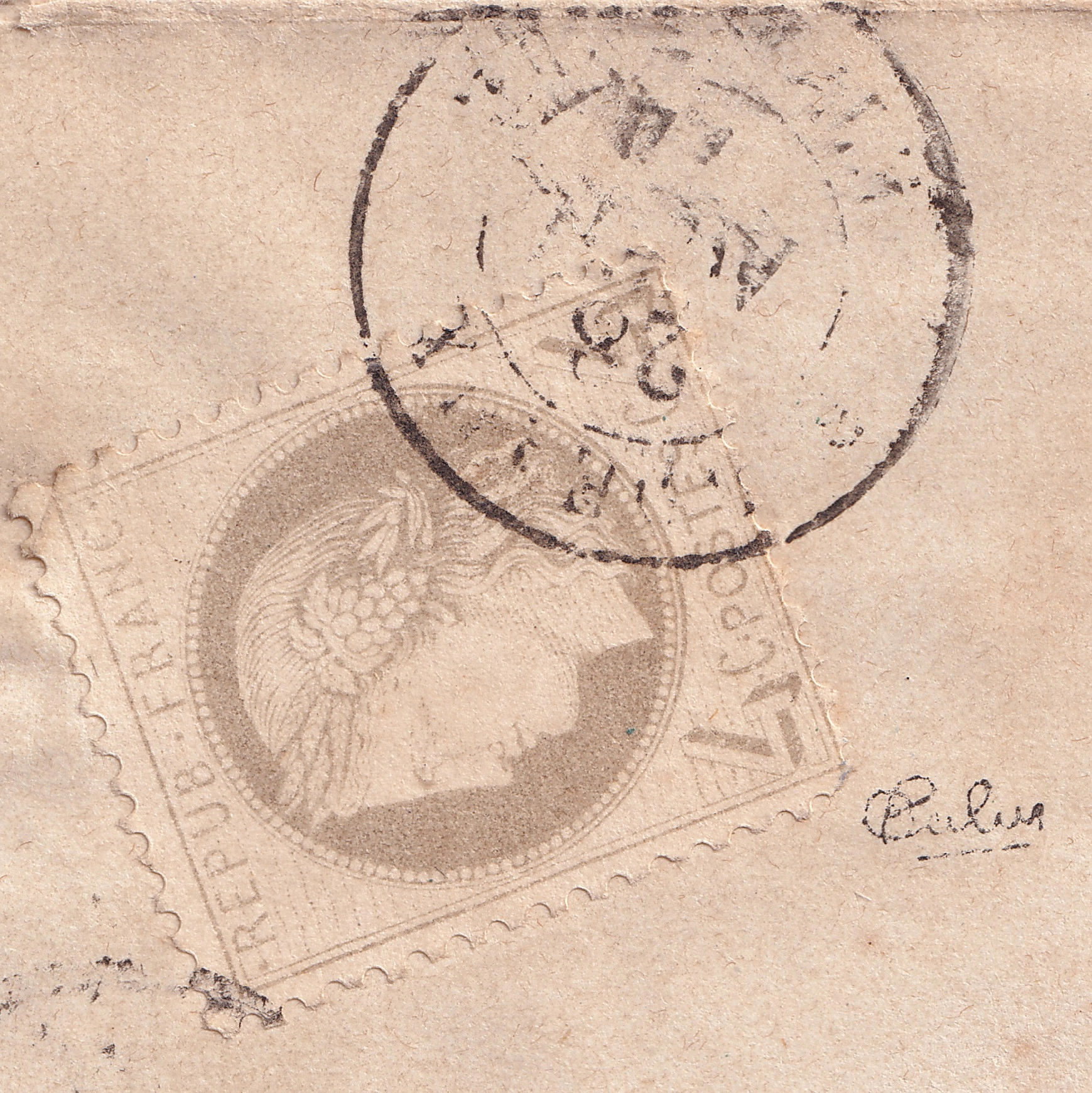 1 N°52 SEUL SUR LETTRE SIGNE CALVES BORDEAUX POUR BORDEAUX BEAUX DESSINS SUR LE DOS DE LA LETTRE