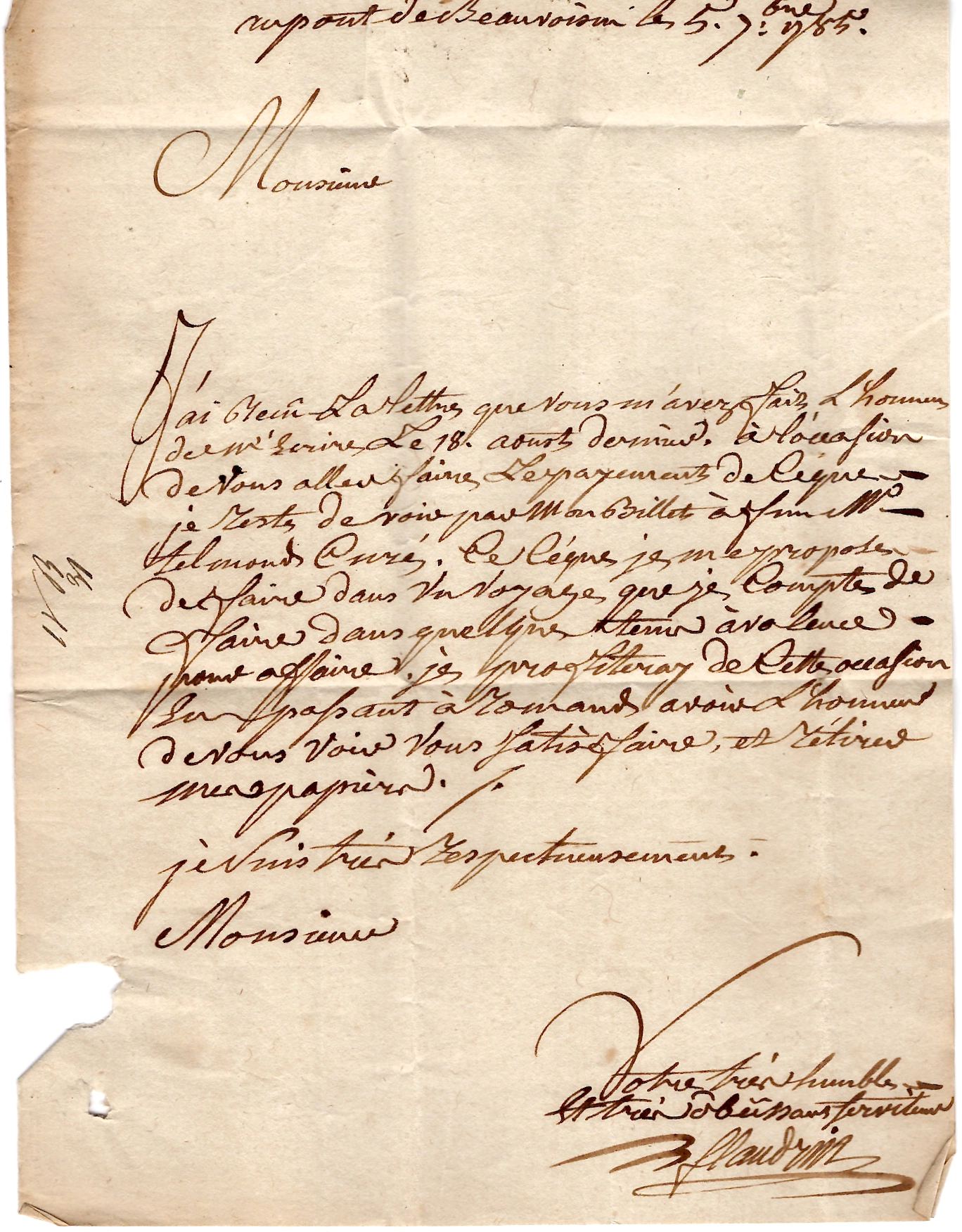 2 ISERE MARQUE PONT DE BEAUVOISIN 1785 LETTRE POUR ROMANS