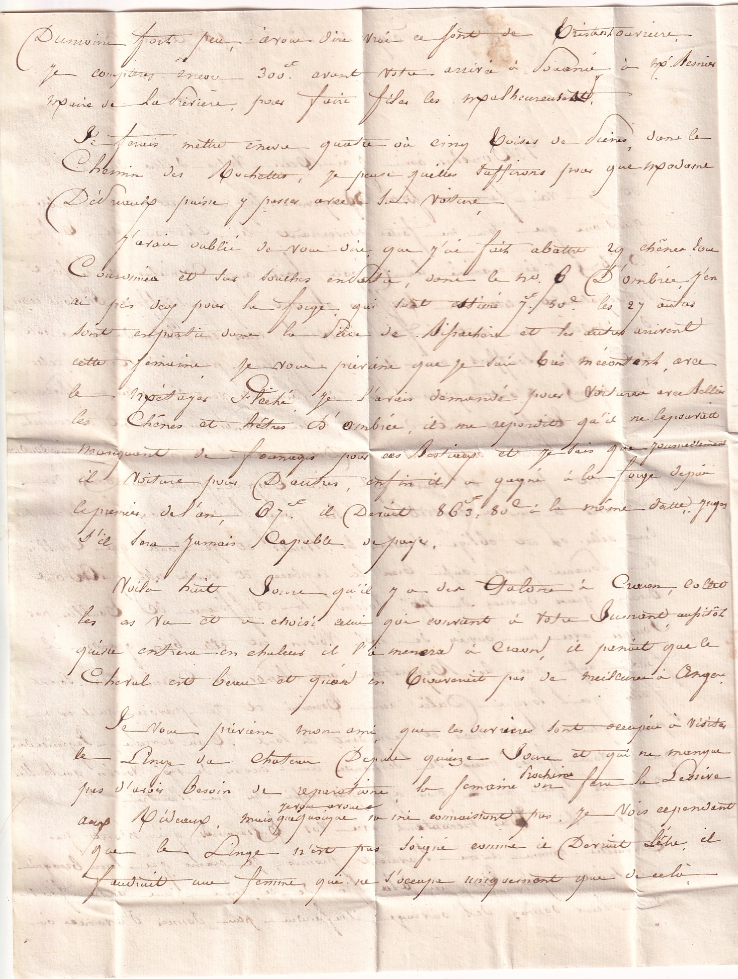 3 DOUBLE CURSIVE 47 POUANCE CRAON MAINE ET LOIRE 1830 POUR PARIS INDICE 19