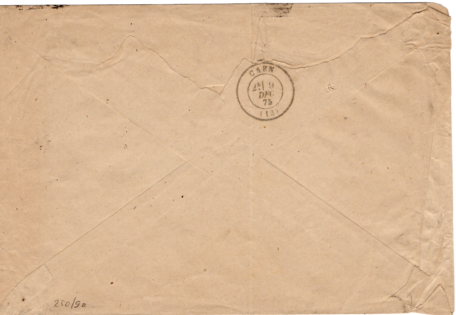 1 CERES 25CX4+10CX2 LETTRE GC ROUEN GARE 8 DEC 1875 POUR CAEN