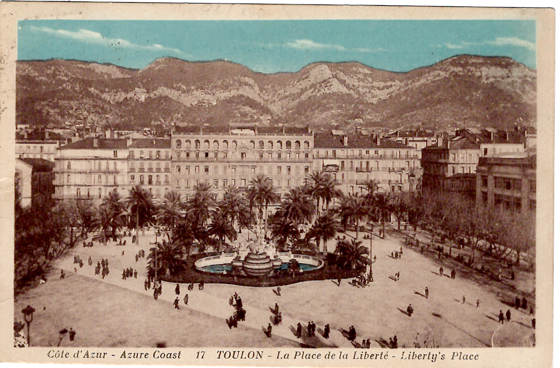 1 SEMEUSE 25C BISTRE CARTE TOULON CACHET HEX PERLE CUIRASSE VOLTAIRE 25.4.29