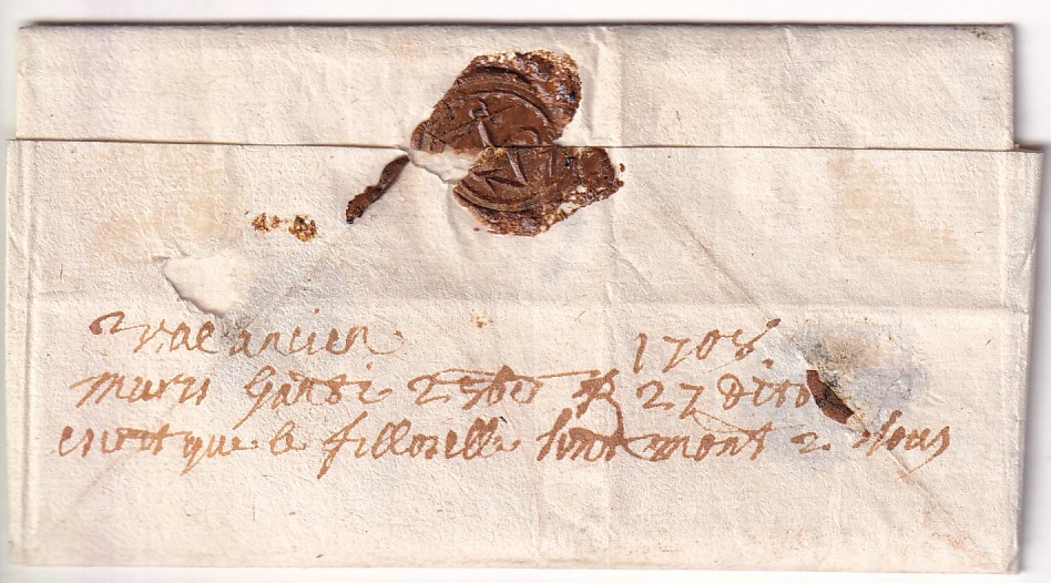1 MARQUE DE VALENCIENNES NORD 1708 LENAIN N°2 INDICE 19 POUR ANVERS BELGIQUE
