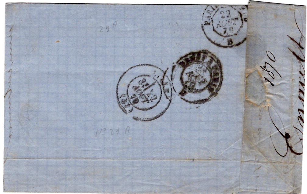 2 N° 29 LETTRE GC ROUGEATRE TYPE 17 ROUGE ALENCON 21 AOUT 1870 ORNE