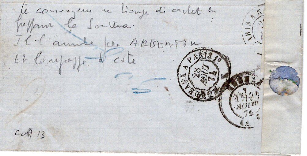 1 CERES 25C DEFAUT LETTRE CONVOYEUR STATION ARGENTON INDRE SURCHARGE LA SOUTERRAINE ERREUR