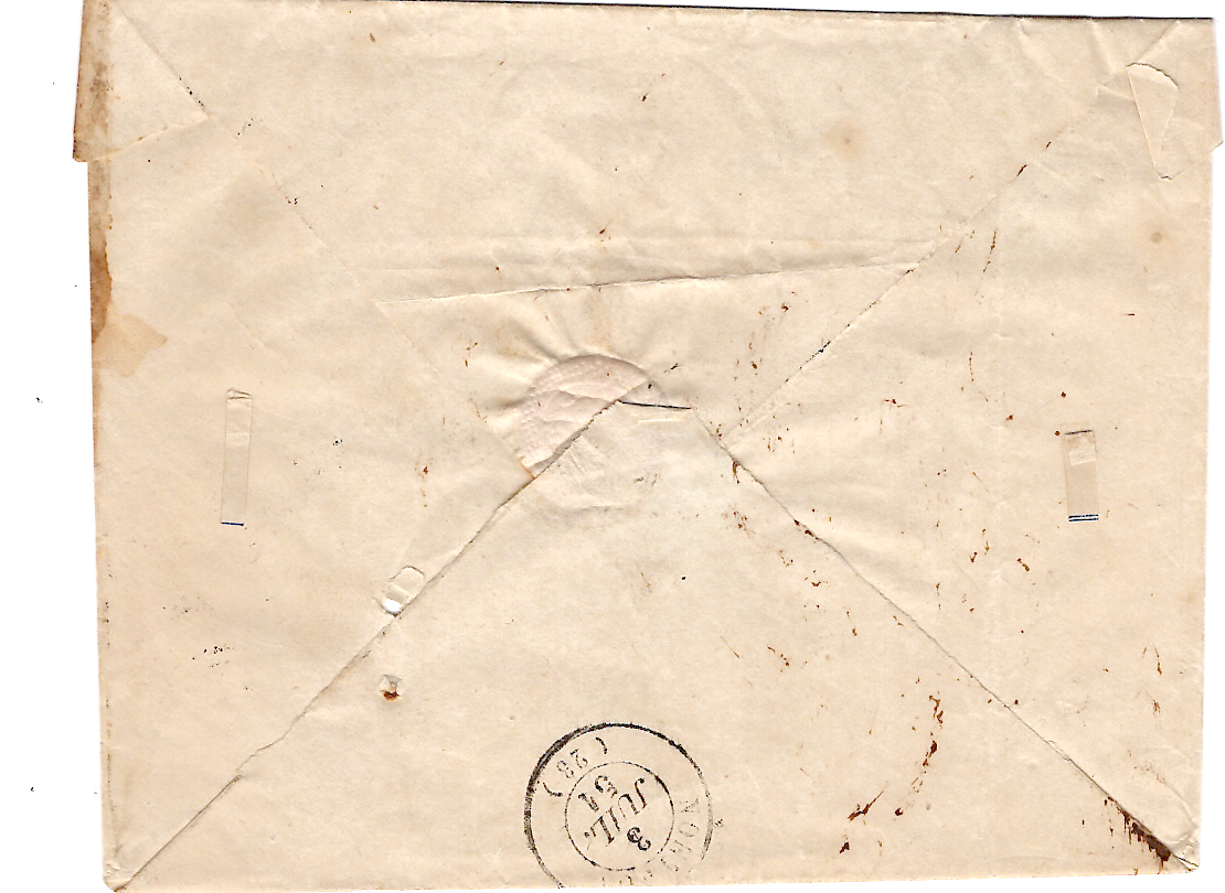 1 N° 4 PAIRE GRILLE TYPE13 EXIDEUIL 2 JUIL 1851 (23) ENVELOPPE DORDOGNE