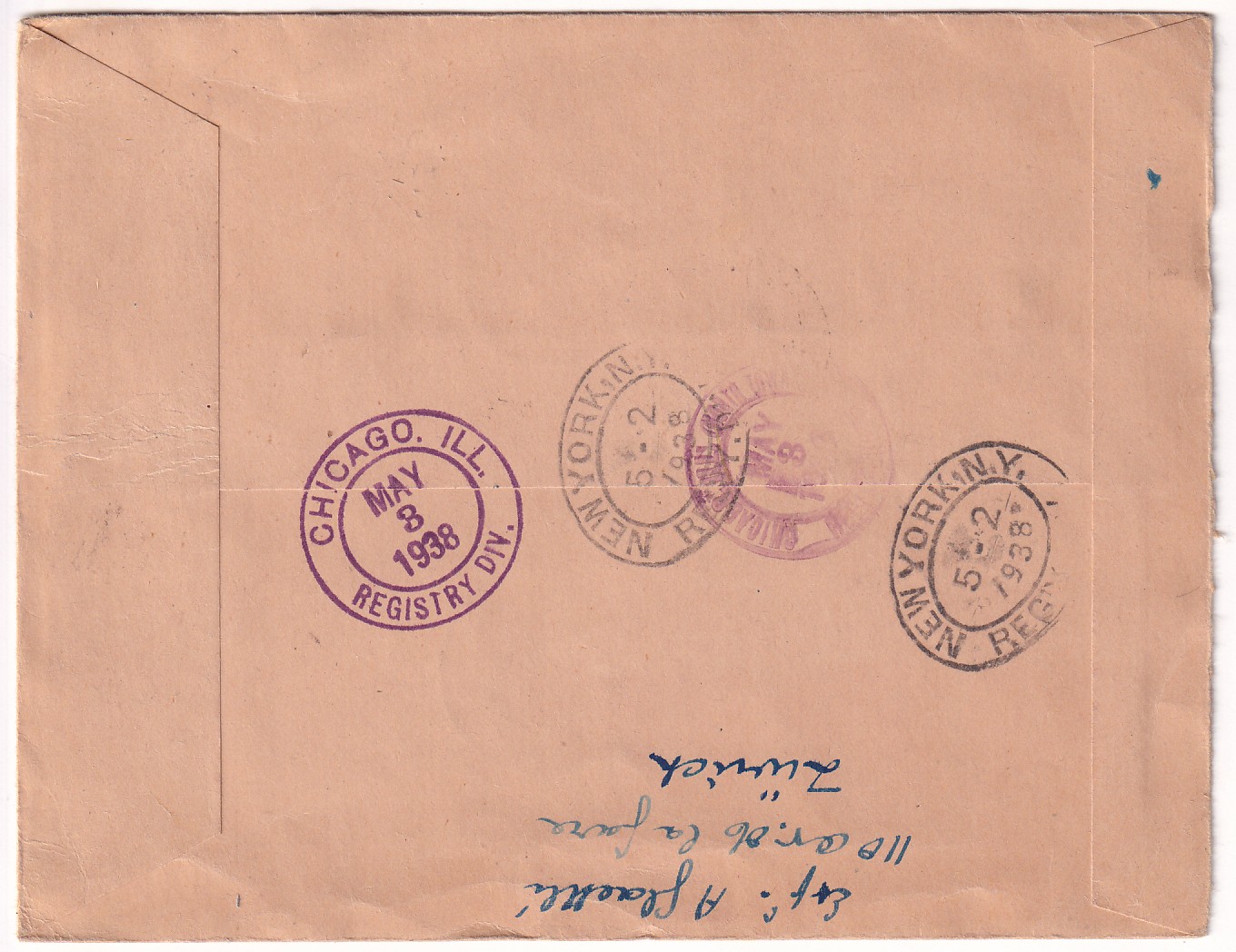 1 N°392 CARCASSONNE BLOC DE 6 SUR LETTRE RECOMMANDE PAR AVION MONTELIMAR DROME 1938 POUR CHICAGO USA