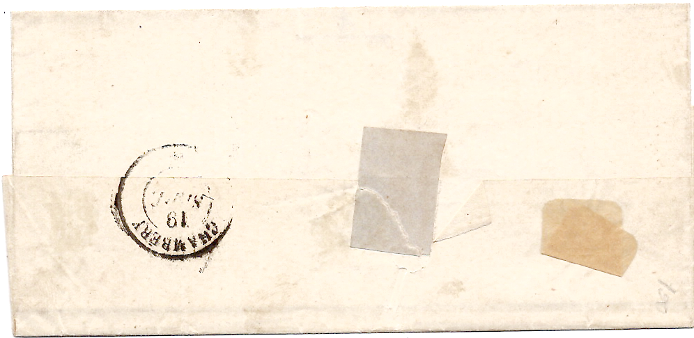 1 FRANCE N° 14 PC TYPE 15 ALBENS 19 AOUT 1862 LETTRE POUR CHAMBERY SAVOIE INDICE 18