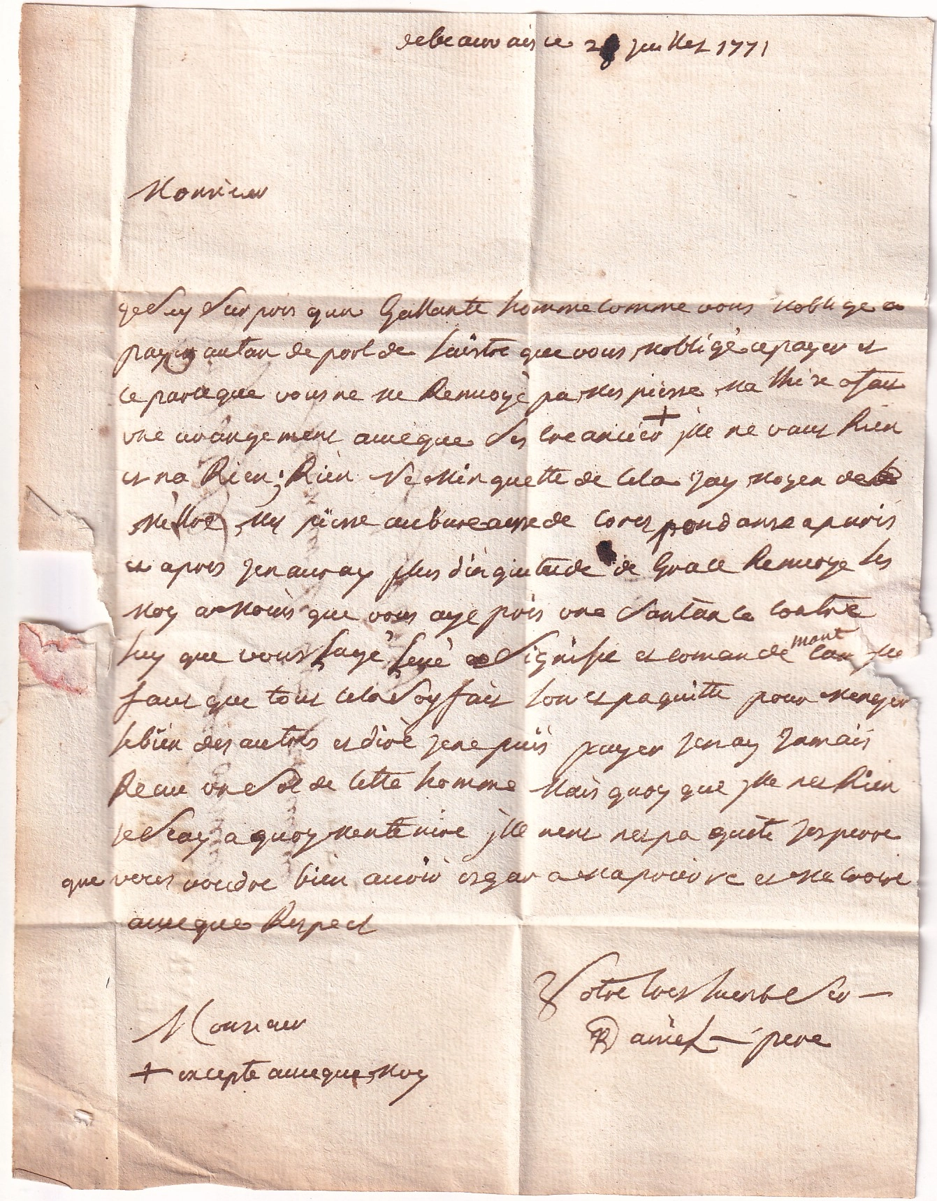 2 MARQUE PORT PAYE DE BEAUVAIS OISE 1771 LENAIN N°18 INDICE 23 POUR NANCY MEURTHE ET MOSELLE