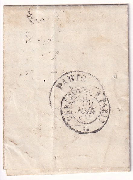 1 PRISON PONTON LA VILLE DE NANTES EN RADE DE CHERBOURG AVEC GRIFFE DE CENSURE BON A EXPEDIER EN ROUGE SEULE PIECE VU 24 JUIN 1871 POUR PARIS COMMUNE DE PARIS