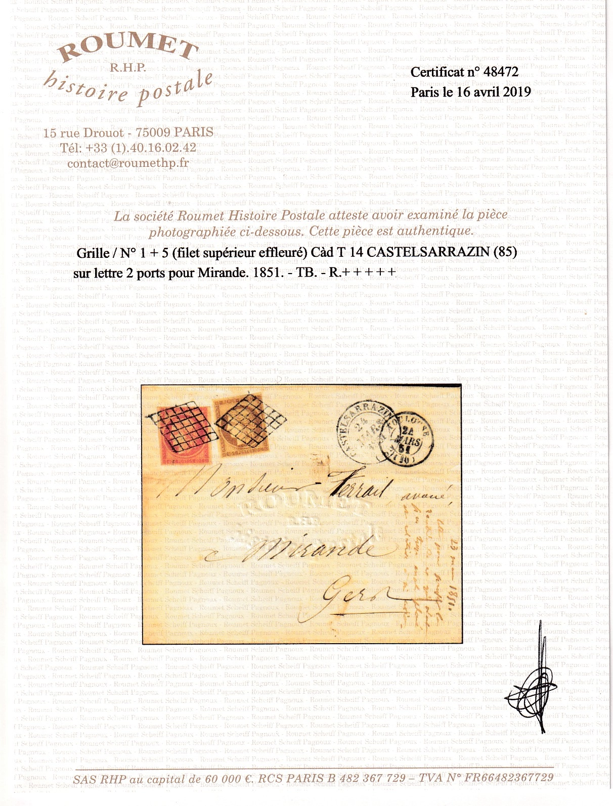 2 N°1 + 5 GRILLE CAD TYPE 14 CASTELSARRAZIN TARN ET GARONNE POUR MIRANDE GERS DOUBLE PORT