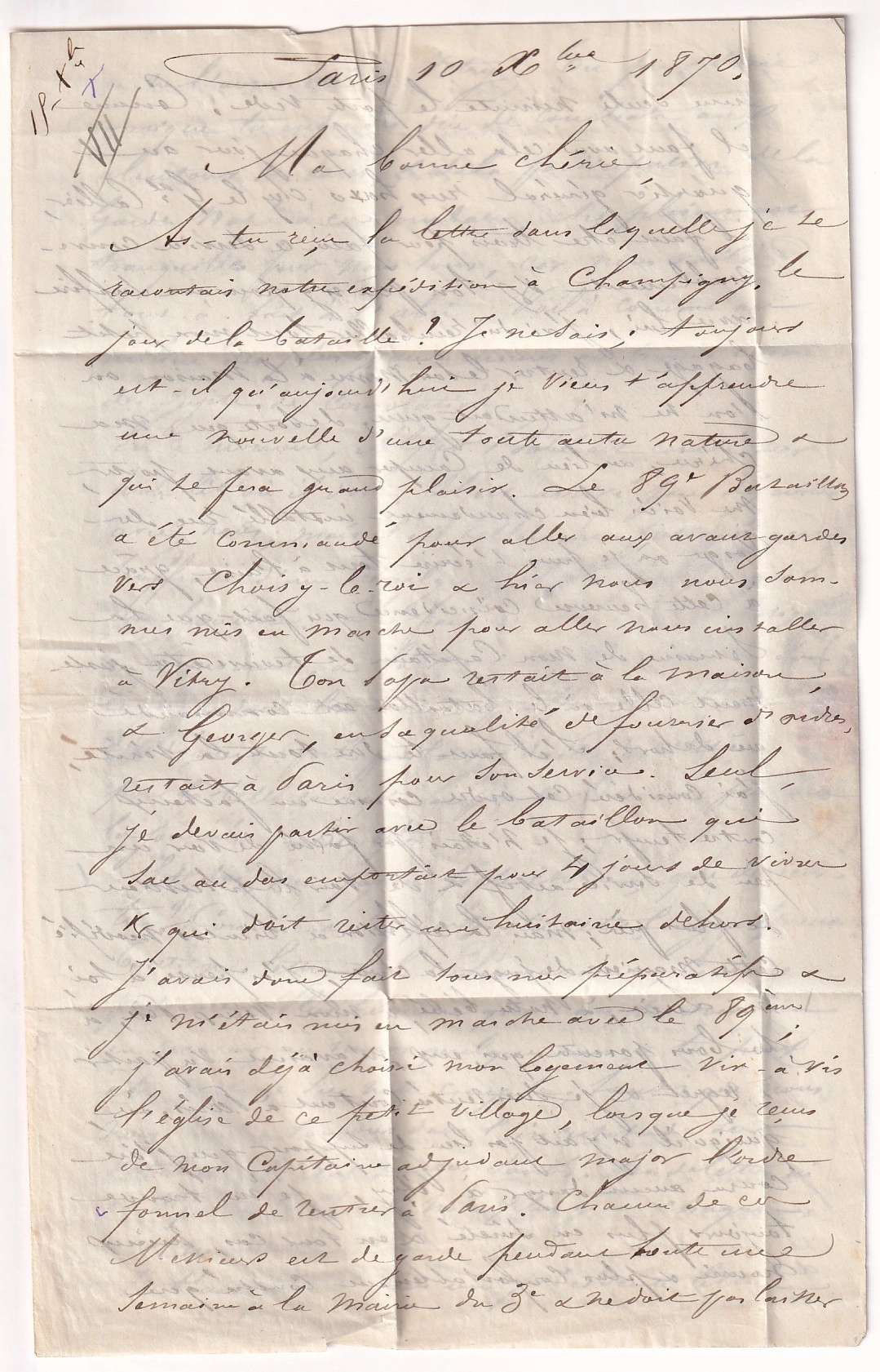 2 BALLON MONTE LE GENERAL RENAULT PARIS 10.12.1870 POUR LILLE NORD REEXPEDIE A TOURNAY BELGIQUE TAXE TAMPON 3 ARRIVE LILLE 14.15.1870 AU DOS