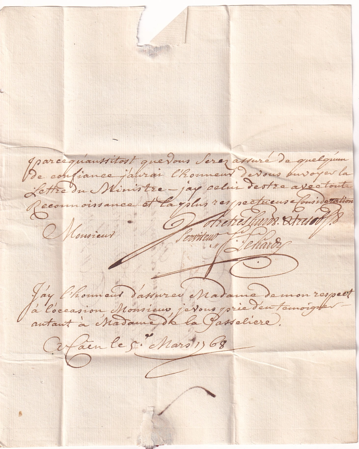 4 MARQUE PORT PAYE ORNE CAEN CALVADOS 1768 LENAIN N°7 INDICE 23 POUR LEHAVRE SEINE INFERIEURE