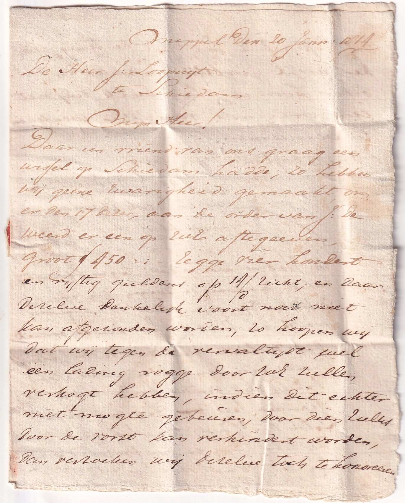 1 MARQUE CONQUIS 123 MEPPEL PAYS BAS EN ROUGE POUR SCHIEDAM 1811 NEDERLAND