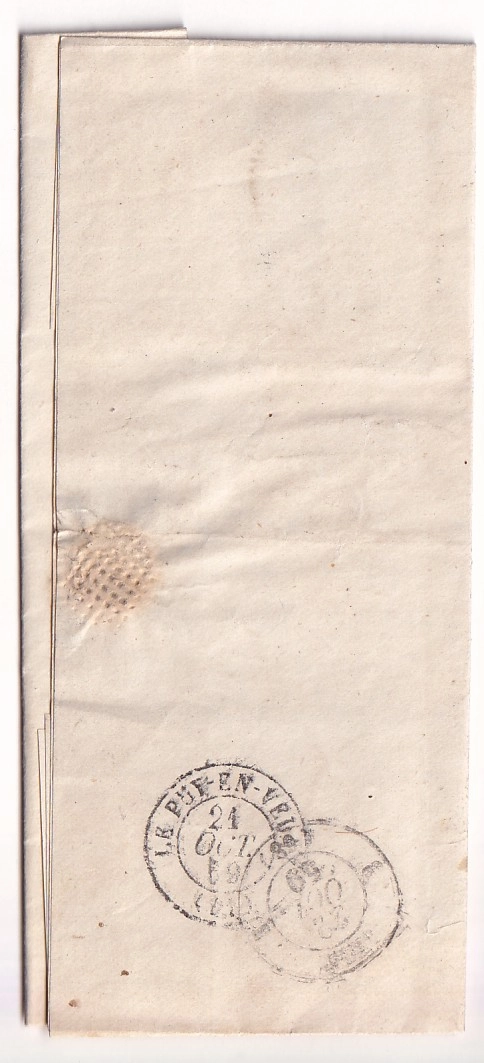 1 CAD TYPE 22 SOLIGNAC SUR LOIRE HAUTE LOIRE RARE PERIODE PC POUR LYON RHONE 1859