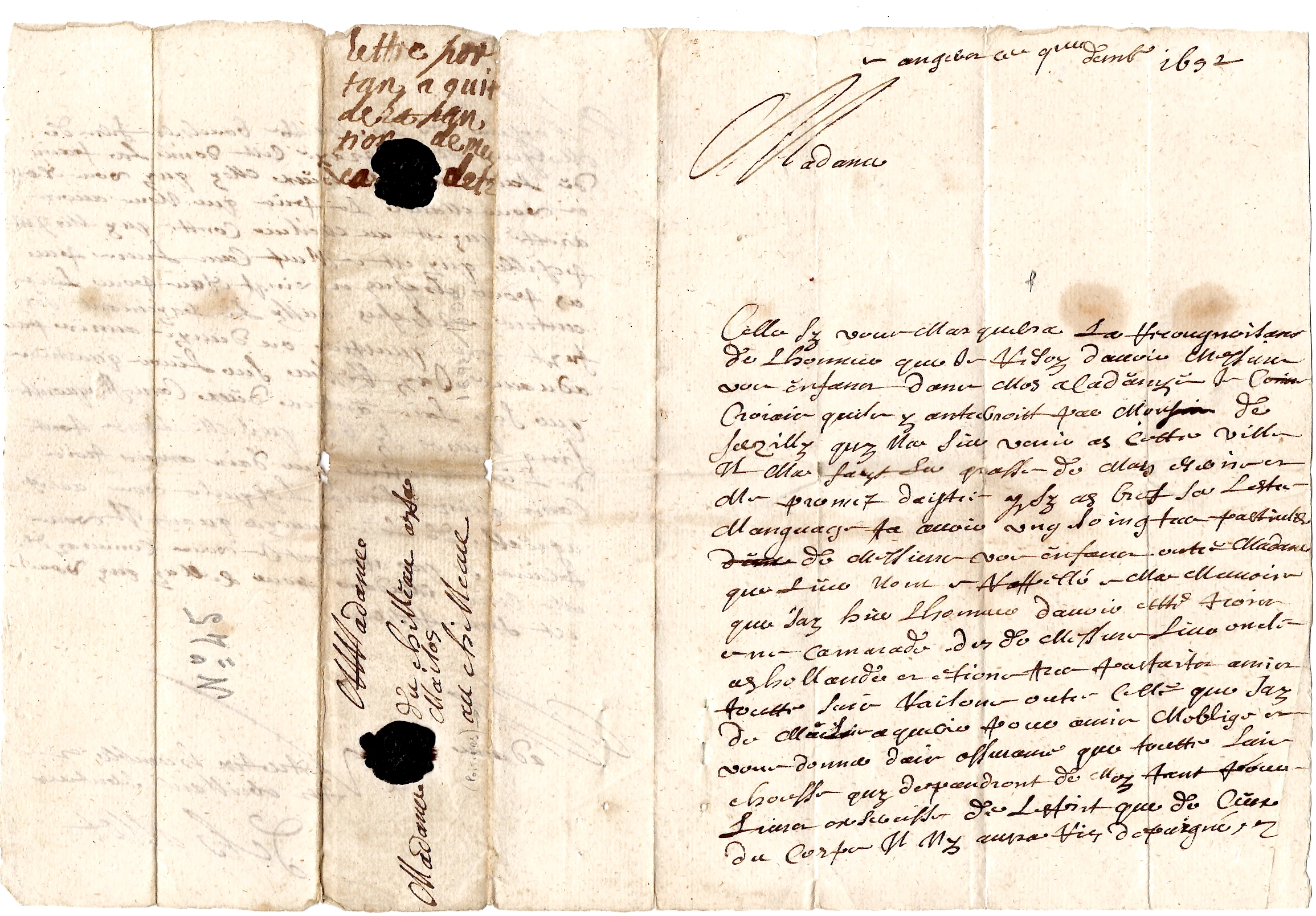 2 VIENNE LETTRE DE POITIERS 1692 POUR AU CHILLEAC