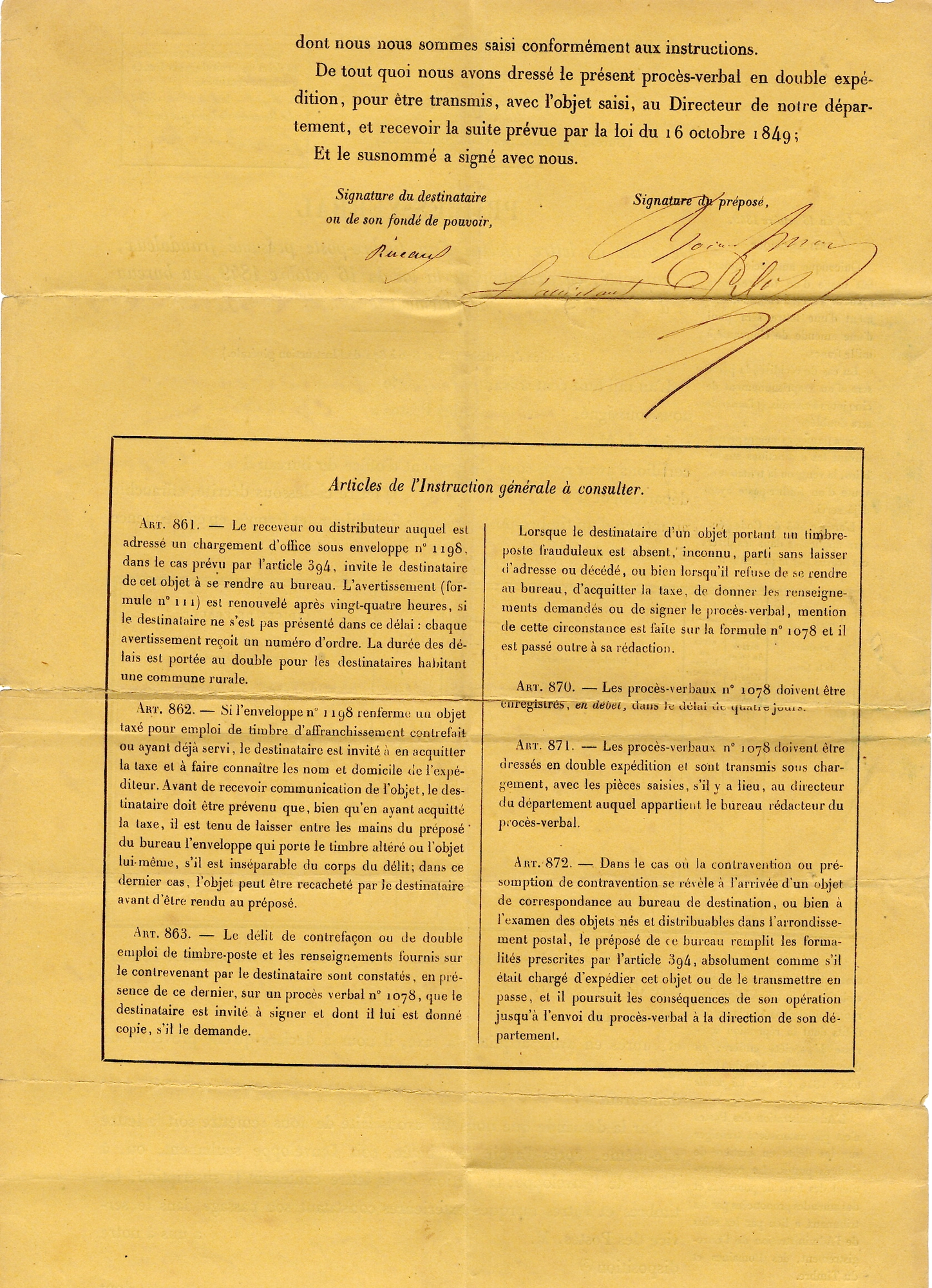 3 N° 60 LETTRE DEUIL TAXE POUR TIMBRE AYANT DEJA SERVI + 40DT COGNAC 1872+ PROCES VERBAL