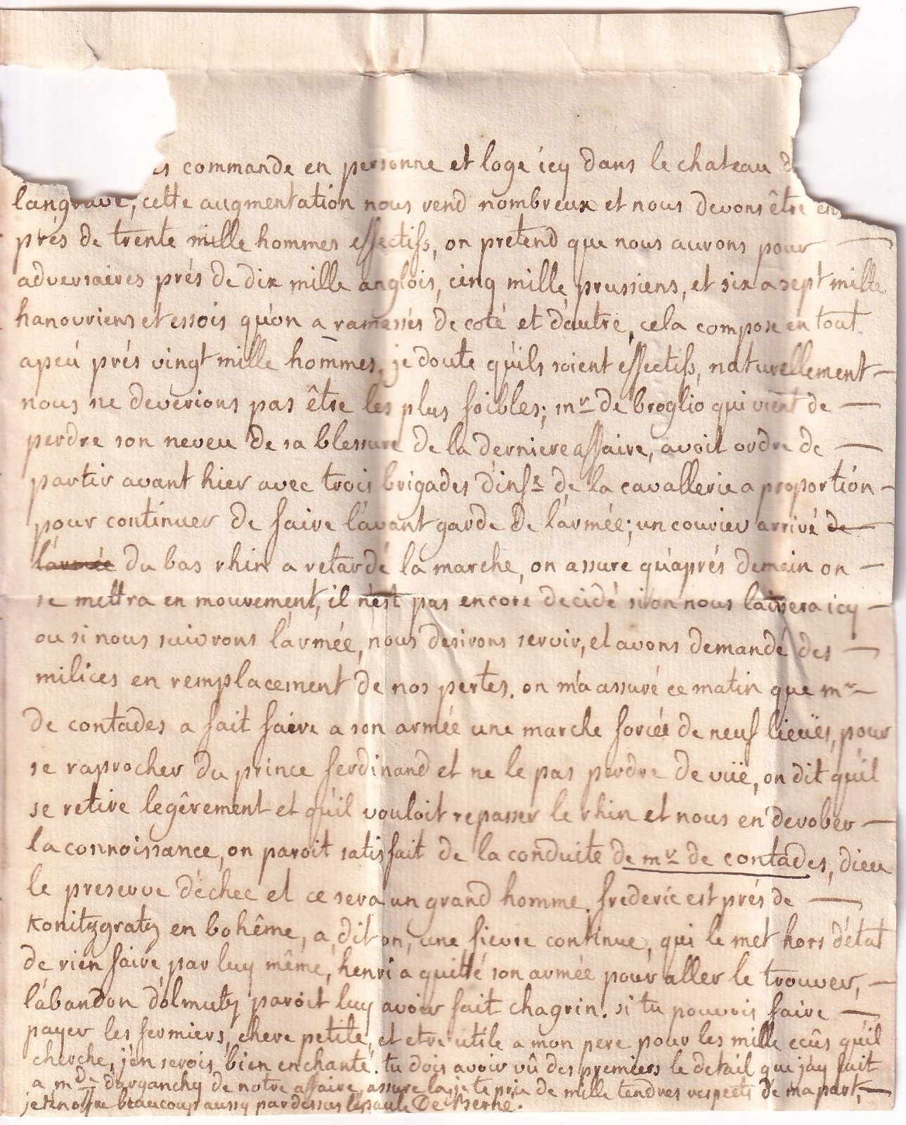 3 MARQUE ARMEE DE SOUBISE TEXTE CASSEL ALLEMAGNE 1758 POUR BAYEUX CALVADOS CERTIFICAT RHP