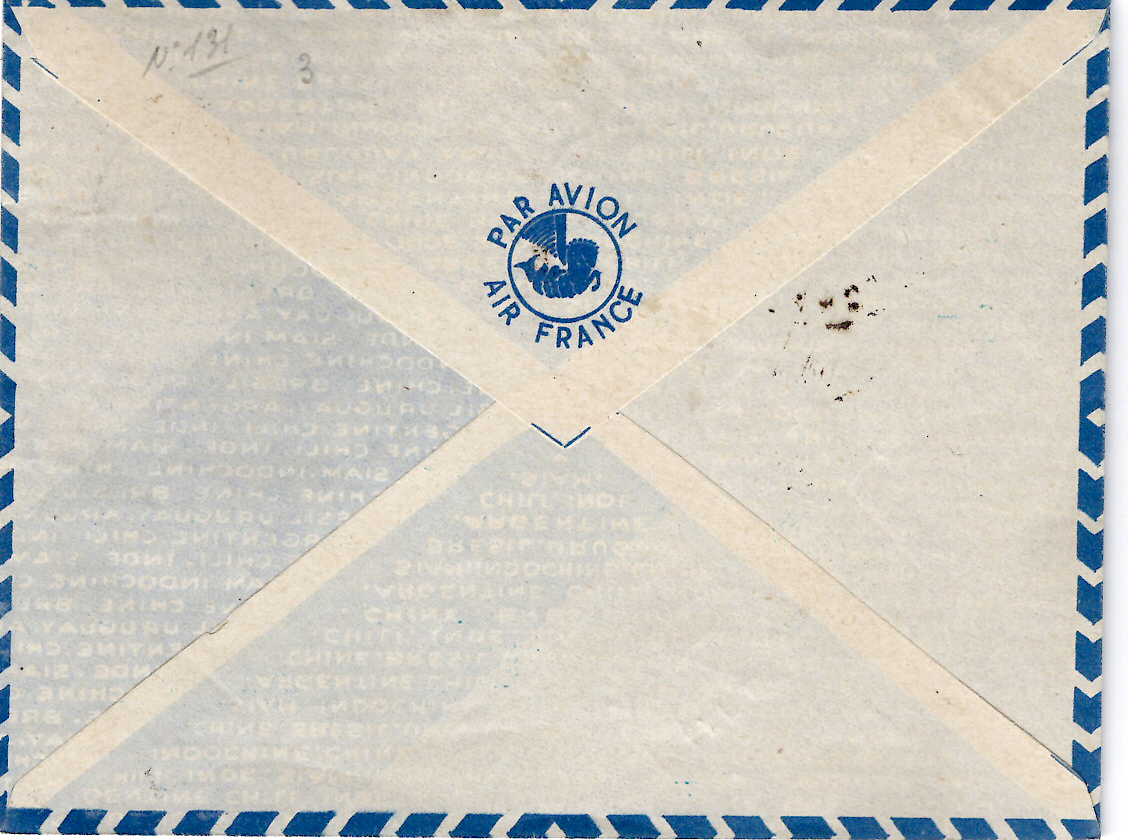 1 INDOCHINE 4CX2+ PA 10C LETTRE COVER AVION HANOI 1936 HONG KONG