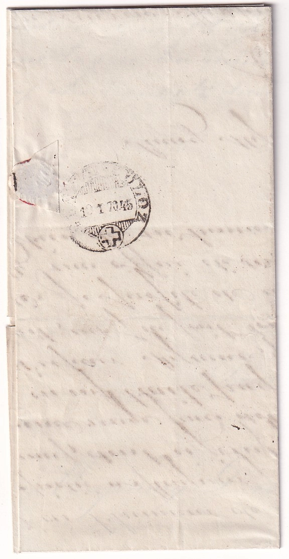 1 N°20 PAIRE + 29 PARIS ETOILE PLEINE BUREAU CENTRAL POUR GENEVE SUISSE 18 JANVIER 1870