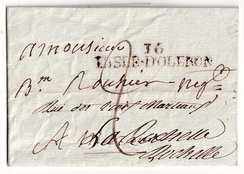 1 DEBOURSE DEB 16 MARANS CHARENTE INFERIEURE DEPART 16 L'ISLE D'OLERON 1806