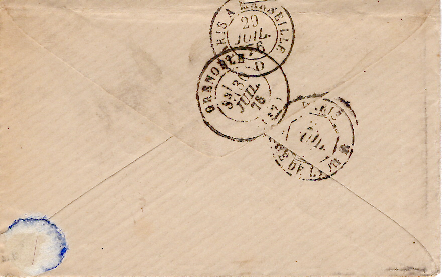 1 N° 60 TYPE 17 LAMARCHE 28 JUIL 1876(82) LETTRE VOSGES
