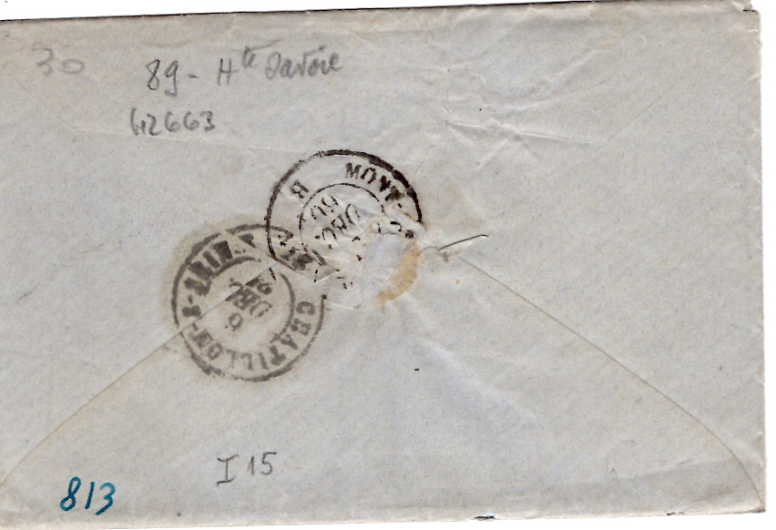 1 N° 14 PC 4216 TYPE 15 FRANGY 5 DEC 1860 LETTRE