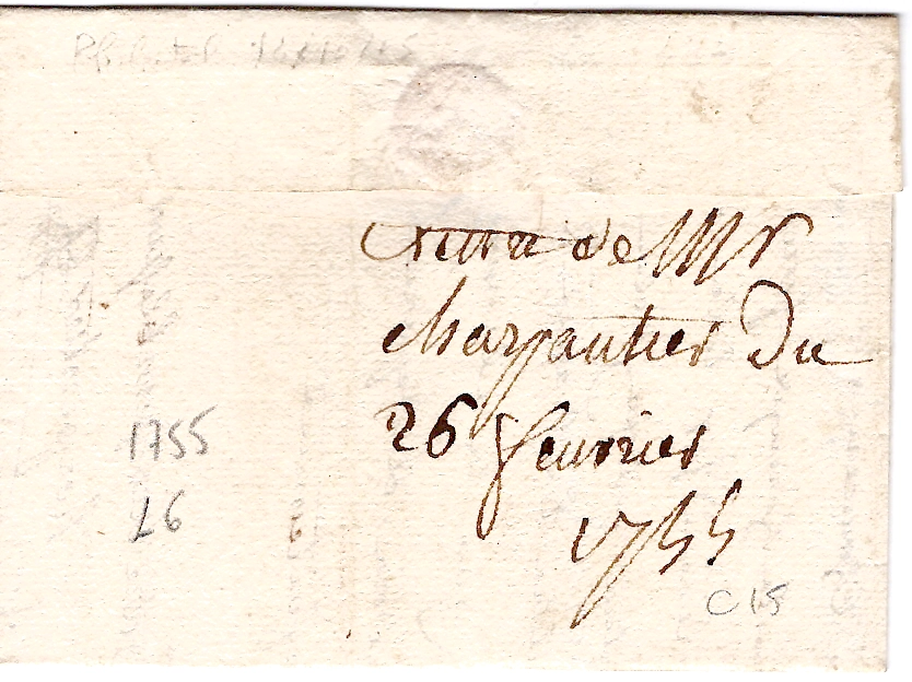 1 MARQUE ST GERMAIN 1755 LENAIN N°6 POUR DIJON COTE D'OR LETTRE LENAIN 6 TEXTE AU PECQ SEINE ET OISE COTE240€