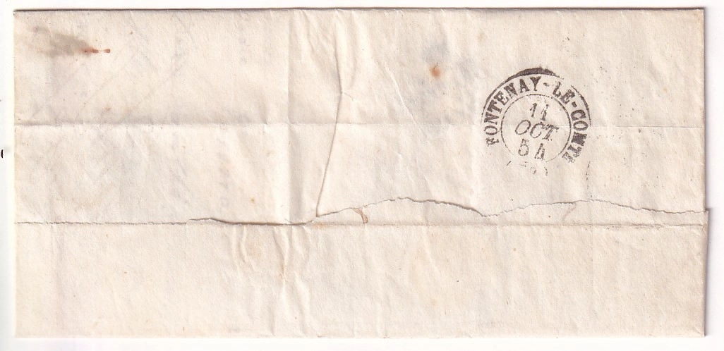 1 N°14 PC 3215 CURSIVE 79 ST MICHEL L'HERM CAD T15 LUCON POUR FONTENAY LE COMTE