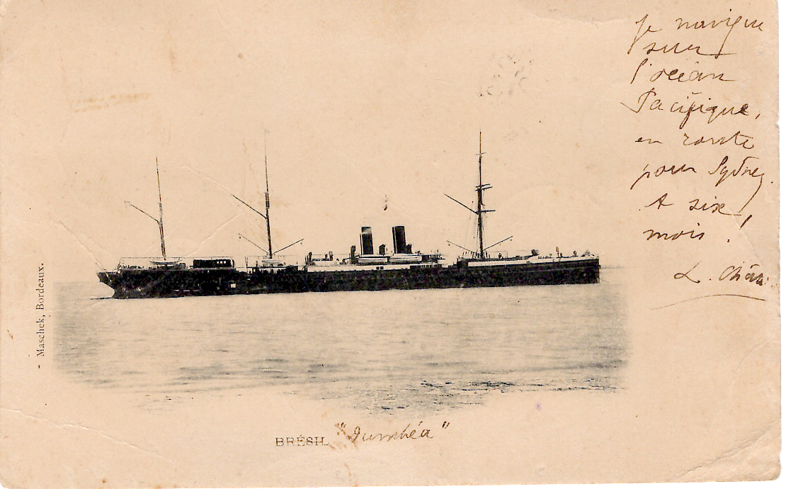 1 MOUCHON 10C CARTE PAQUEBOT BRESIL DUMBEA MARITIME LIGNE 7 PAQ FR N°3 + TRANSIT NOUMEA