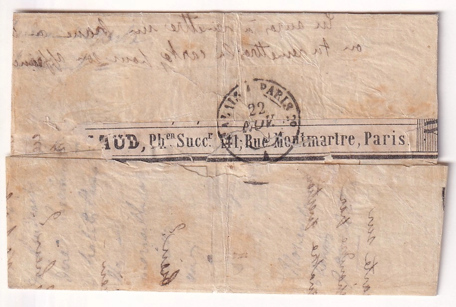 1 BALLON MONTE PLI CONFIE DU GENERAL UHRICH CAD LUZARCHE 20.11.1870 POUR TRELMUR TARN AU DOS AMBULANT CALAIS A PARIS 22.11.1870 SANS ARRIVE