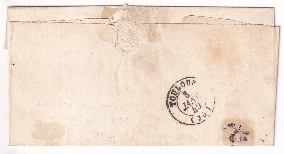 2 N°3 CAD TYPE 14 DU 2 JANVIER 1849 LAUZERTE TARN ET GARONNE POUR TOULOUSE SIGNE BAUDOT RARE