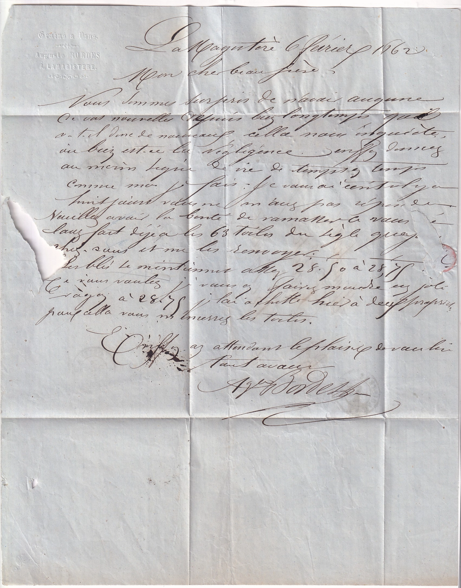 3 N°12 BANDE DE 4 PC 1826 LA MAGISTERE TARN ET GARONNE POUR PREIGNAC GIRONDE