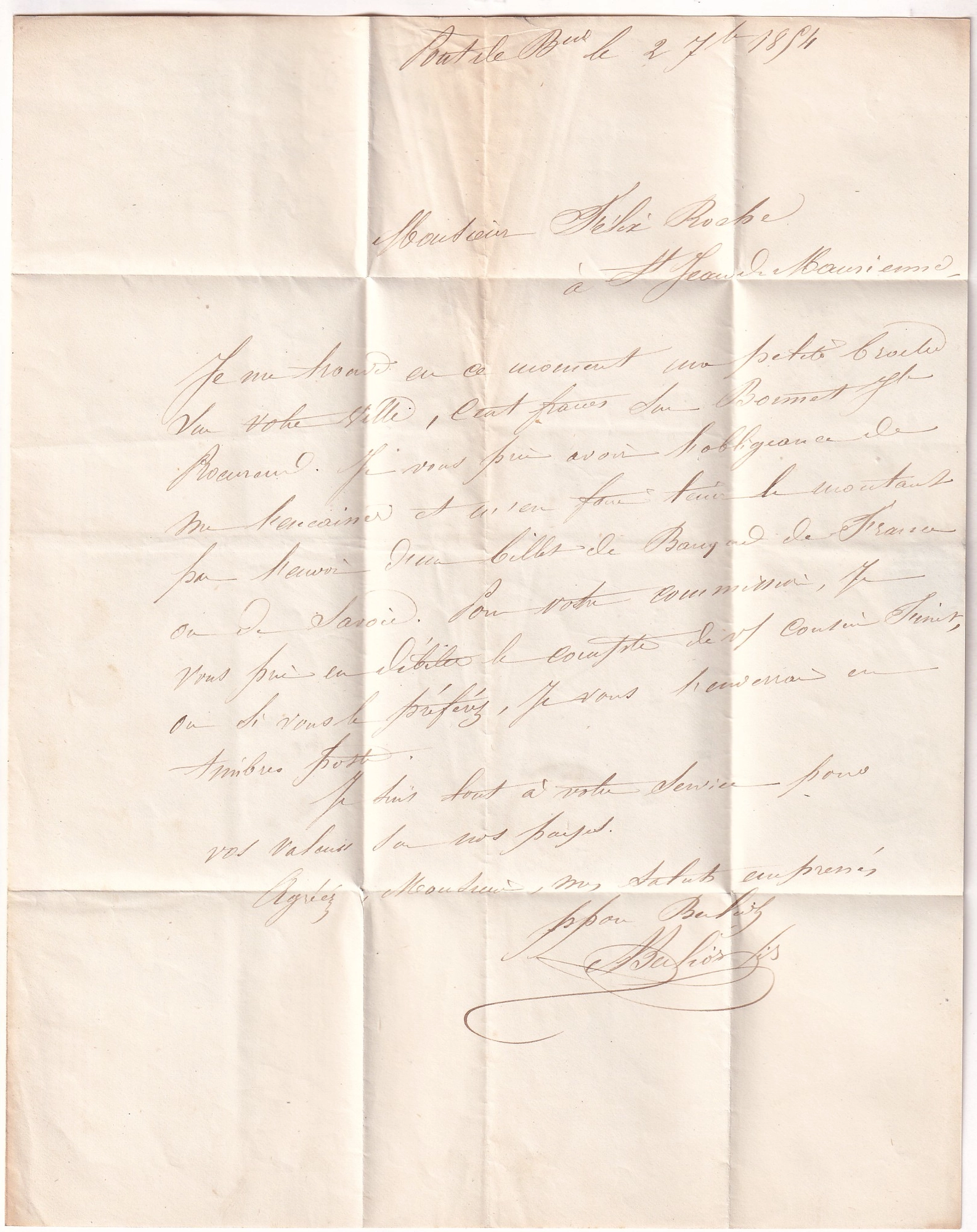 2 SARDE N°8 20C BELLES MARGES LETTRE PONT BEAUVOISIN 23 AOUT 1854 POUR CHAMBERY SAVOIE