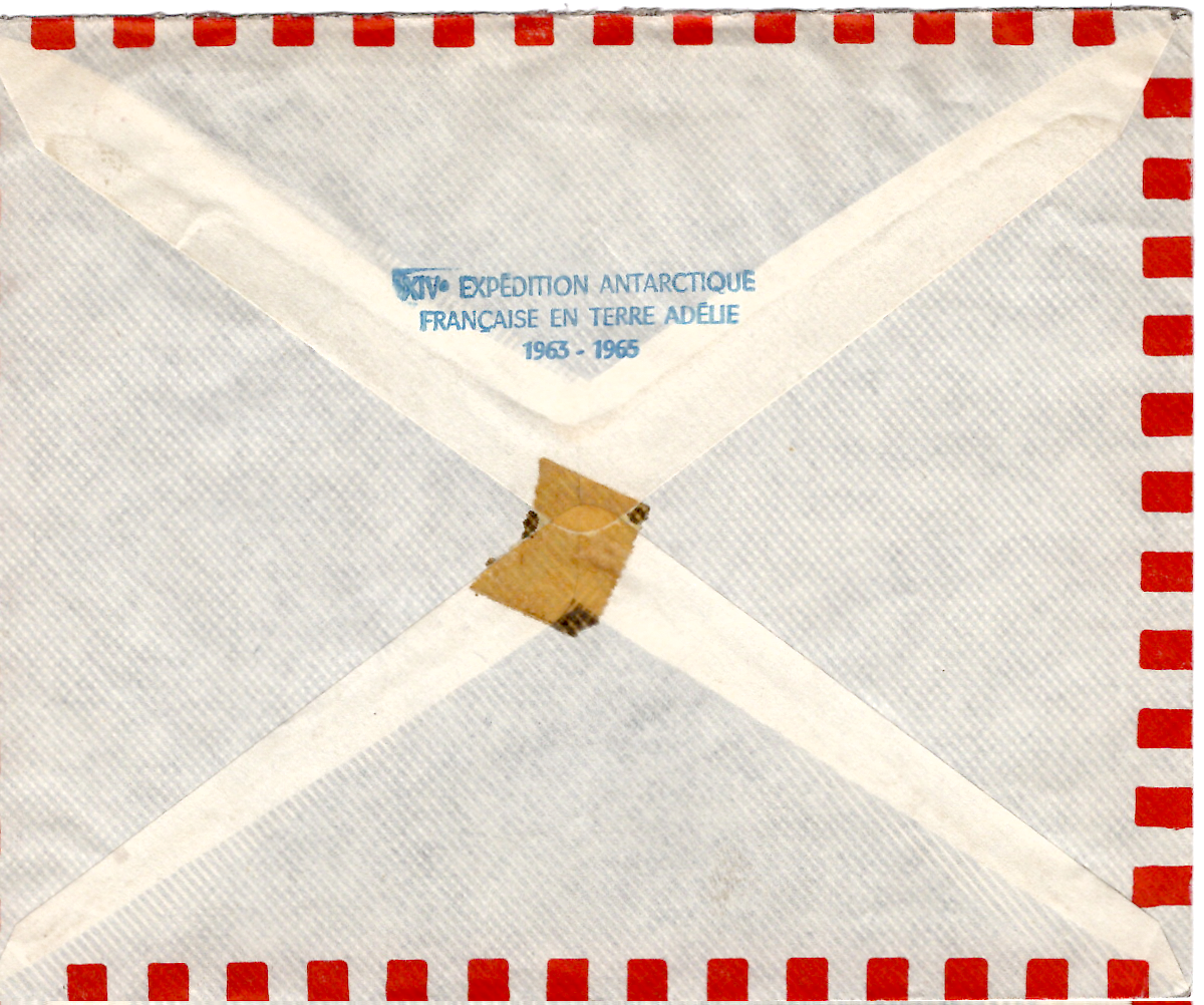 1 TAAF TERRES AUSTRALES 25FR  LETTRE AVION TERRE ADELIE 28.2.1965 T.A.A.F. + EXP PEV