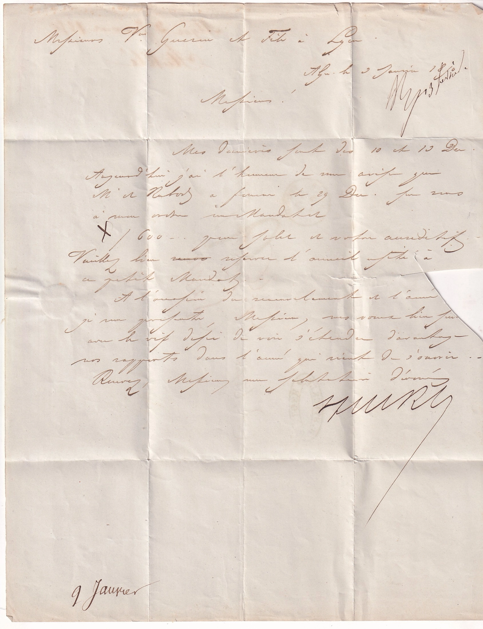 2 POSTE MARITIME CAD ALGER TOULON SUR MER 1850 POUR LYON ALGERIE VAR INDICE 21