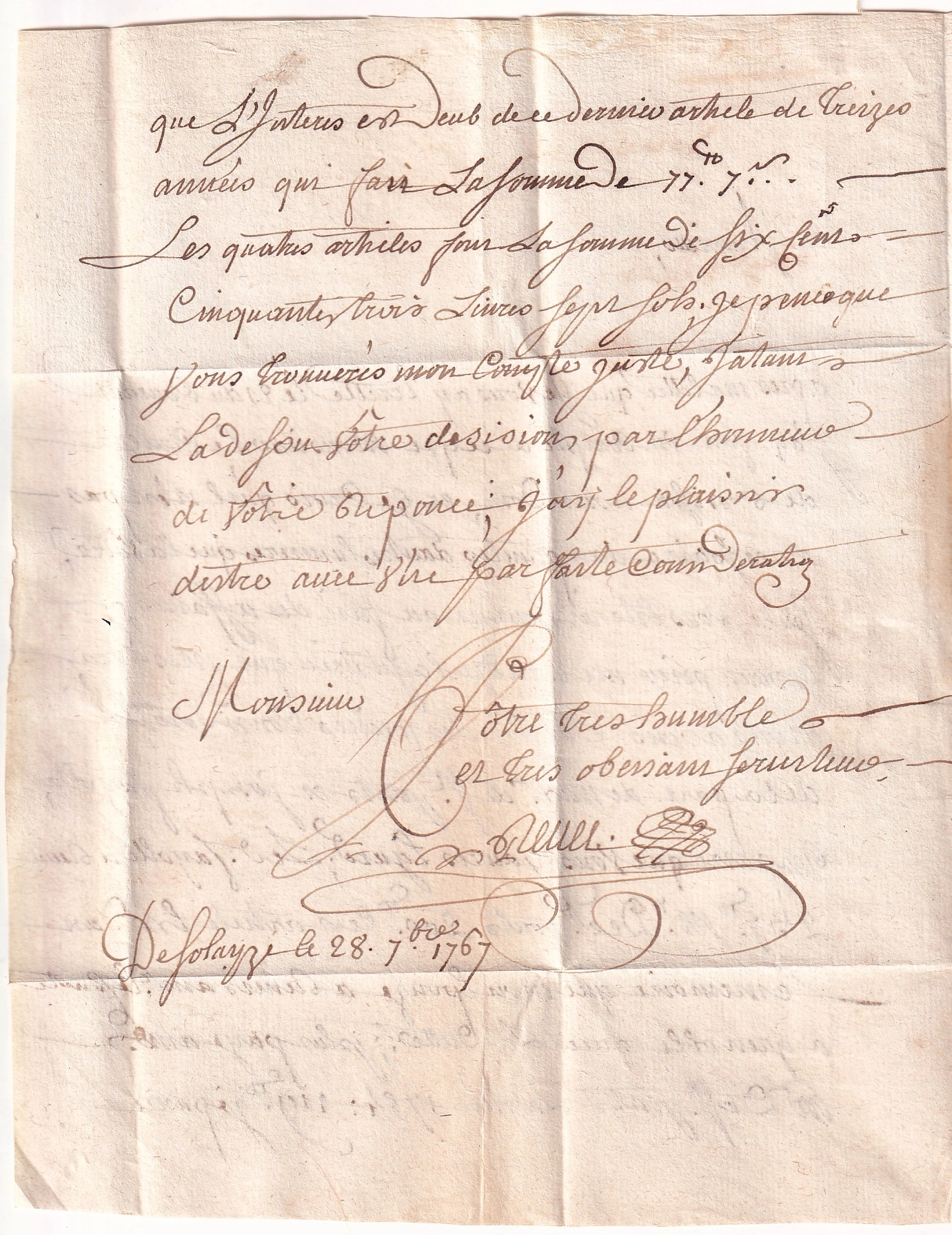 2 MARQUE MANUSCRIT ST SYMPHORIEN D'OZON ISERE RHONE 1767 POUR L'ARGENTIERE ARDECHE INDICE 20