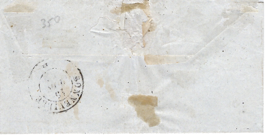 1 SARDE 20C BLEU LAITEUX LETTRE BOEGE 14 JUIN 1857 POUR BONNEVILLE