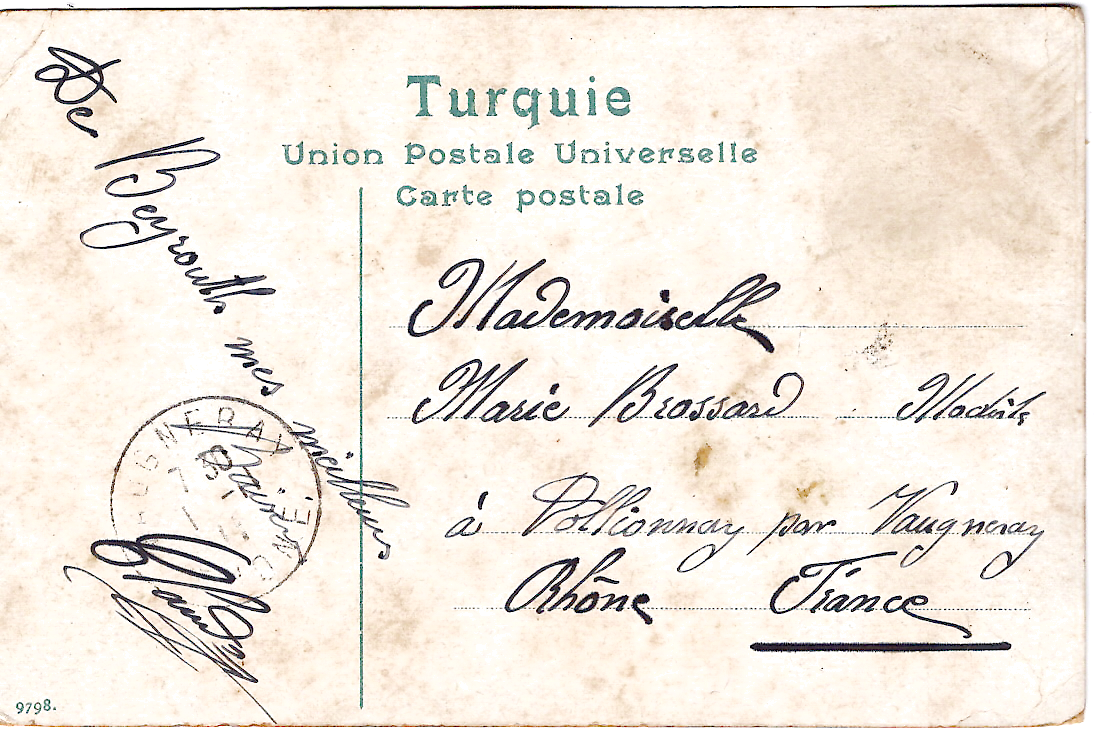 1 TURQUIE 10 P CORR D'ARMEES 23 OCT 11 BEYROUTH AU RECTO CARTE FEMME JUIVE SYRIENNE
