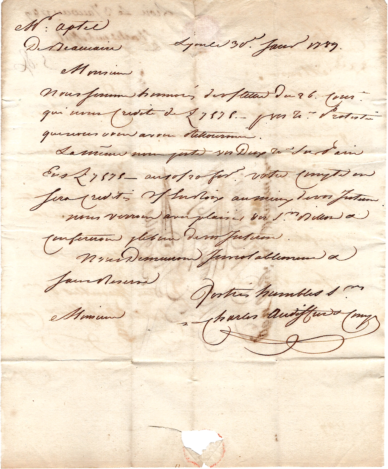 2 DE LYON 1789 LETTRE POUR BEAUCAIRE GARD REEX ST GILLES +PORT PAYE A BEAUCAIRE MANUSCRITE