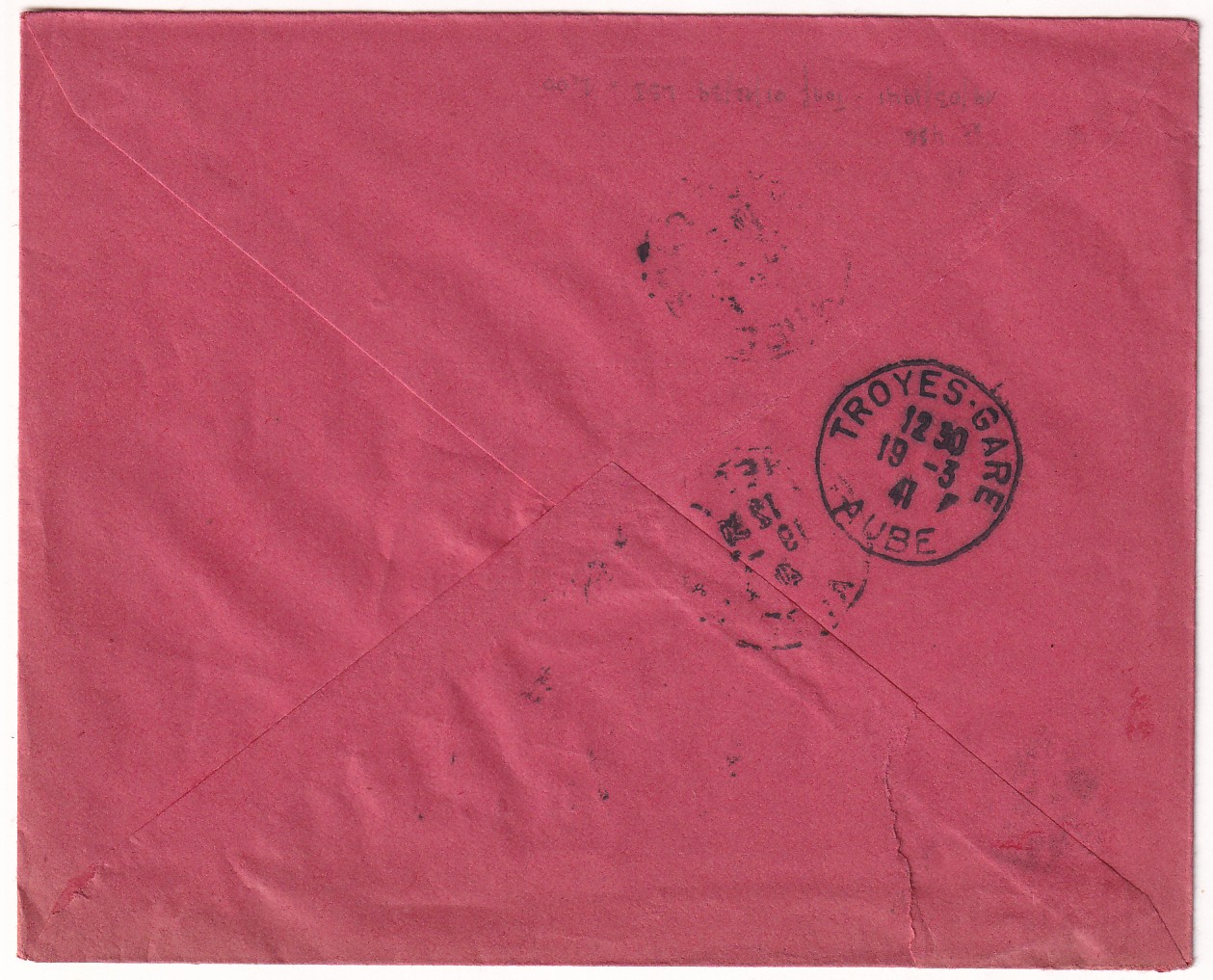 1 N°486 SEUL TARIF HORS SAC TROYES GARE AUBE 1941 POUR TROYES