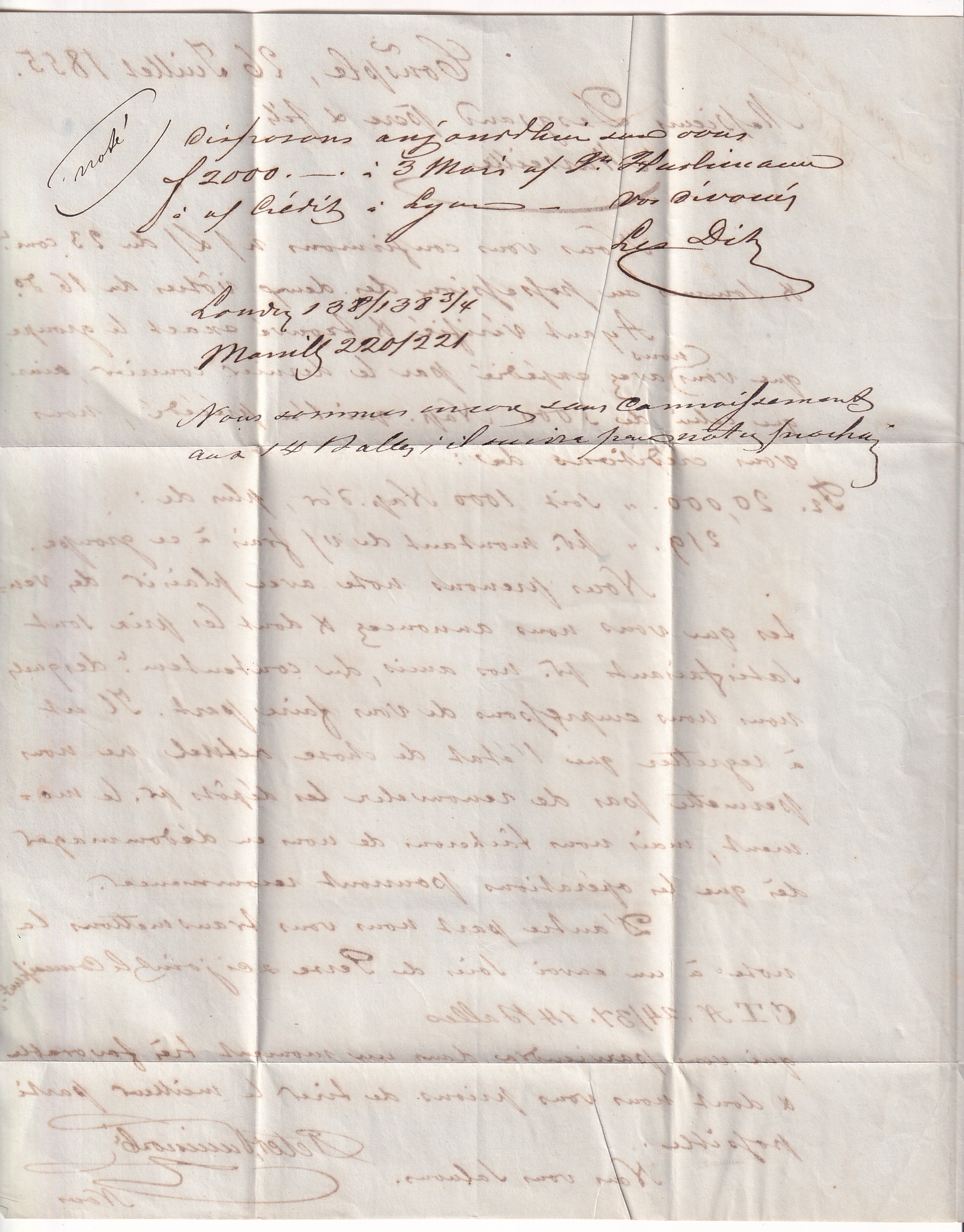 3 CAD THABOR PAQUEBOT MEDITERRANEE DEPART CONSTANTINOPLE TURQUIE 26 JUILLET 1855 POUR MARSEILLE TAXE 20 DOUBLE PORT