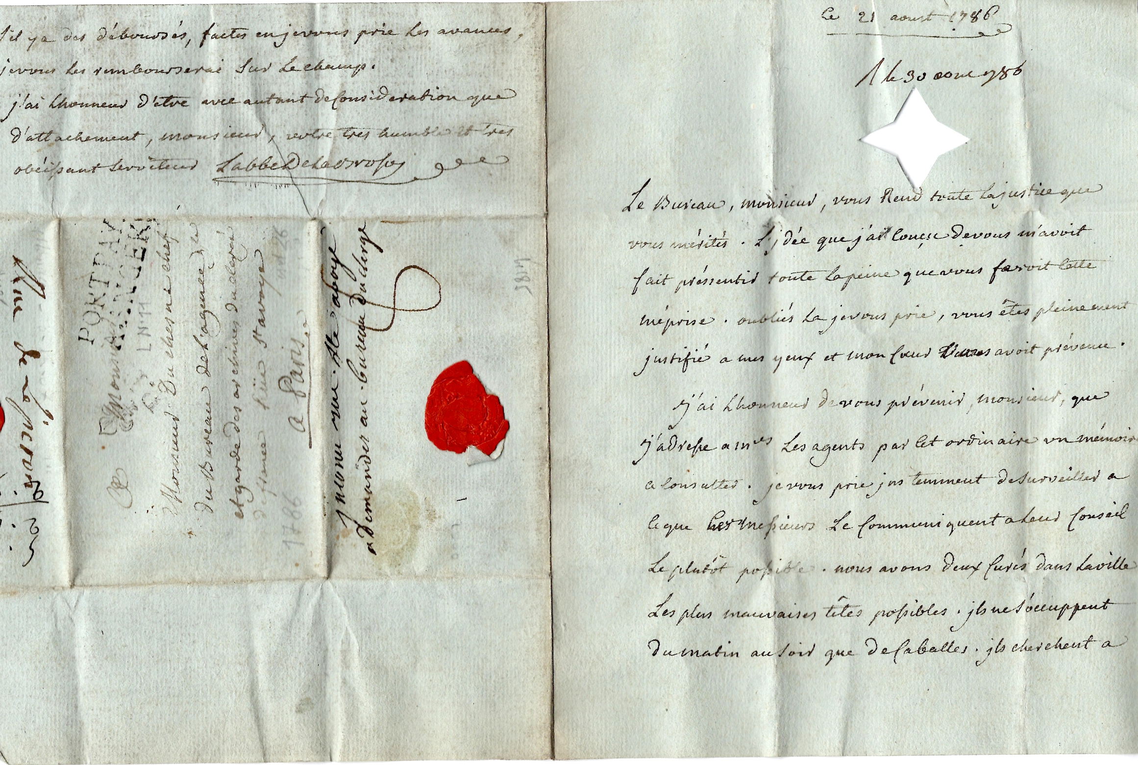 4 MAINE ET LOIRE MARQUE PORT PAYE A ANGERS 1766 LETTRE + PP FLEURS DE LYS COTE 1750€