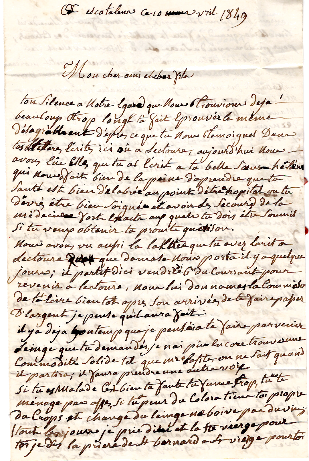 2 N° 3 EFFLEURE GRILLE TYPE 14 CASTELSARRAZIN 12 AVRIL 1849 (85) LETTRE