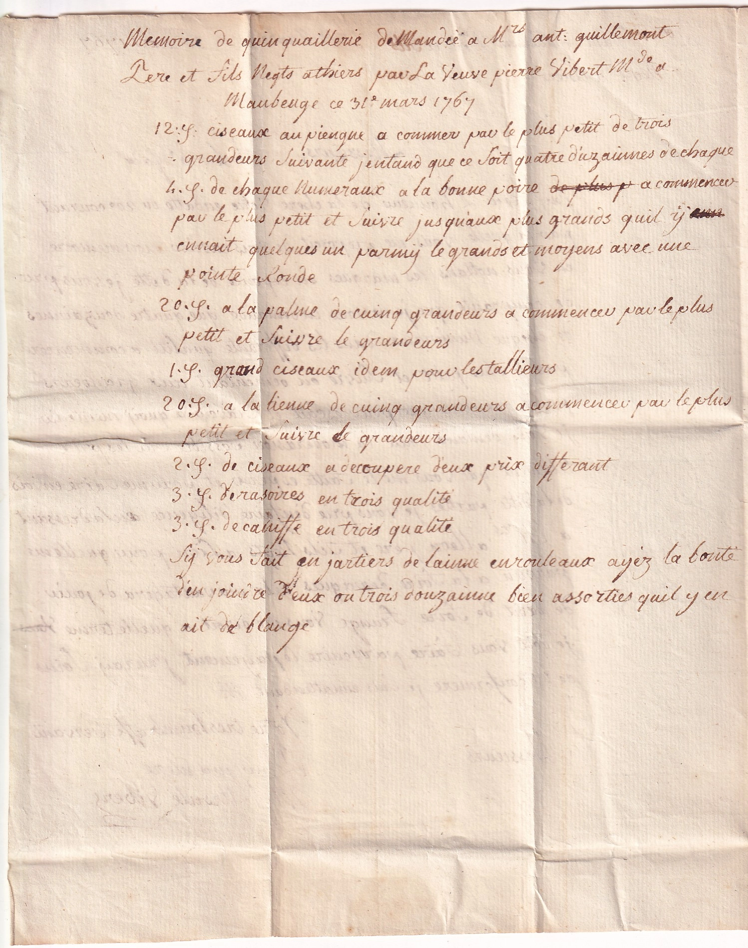 3 MARQUE MAUBEUGE NORD 1767 LENAIN N°10 INDICE 20 POUR THIERS PUY DE DOME