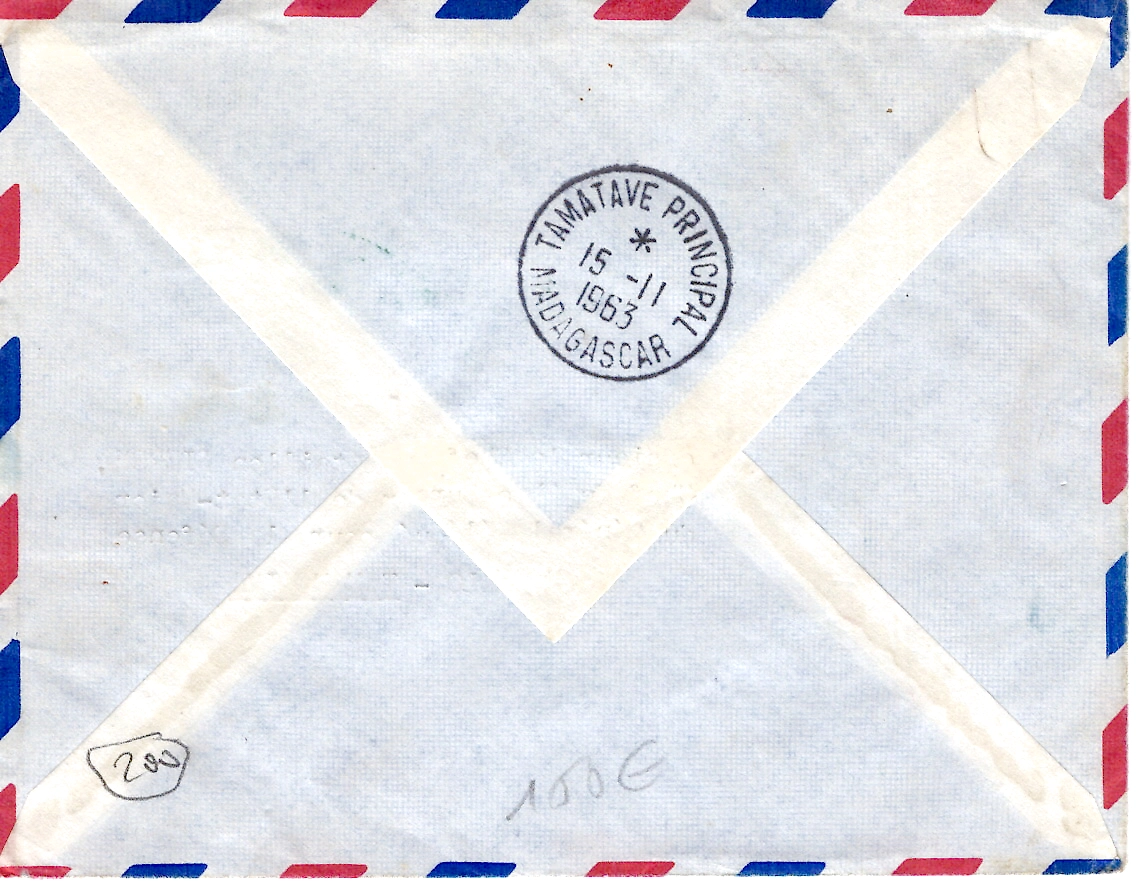 1 MALGACHE DIVERS LETTRE AVION STATION METEO TROMELIN DE LA REUNION 1953  RARE