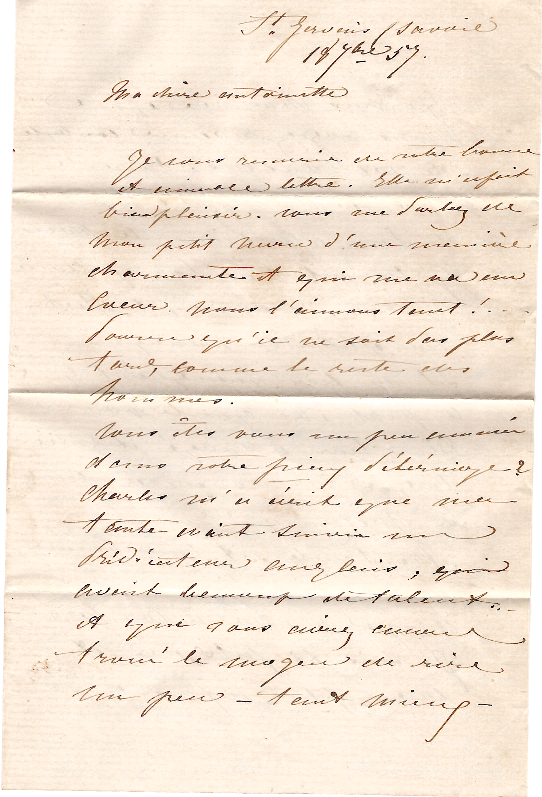2 SARDE 40C+5C PAIRE LETTRE ST GERVAIS 18 SEPT 1857 LETTRE ECRITE THERMES