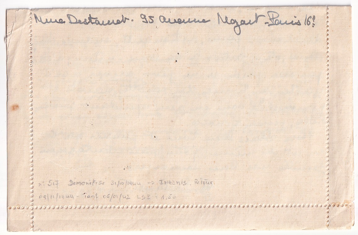 2 N°517 PETAIN PARIS 8.11.1844 INADMIS DEMONETISE POUR PONTOISE SEINE ET OISE
