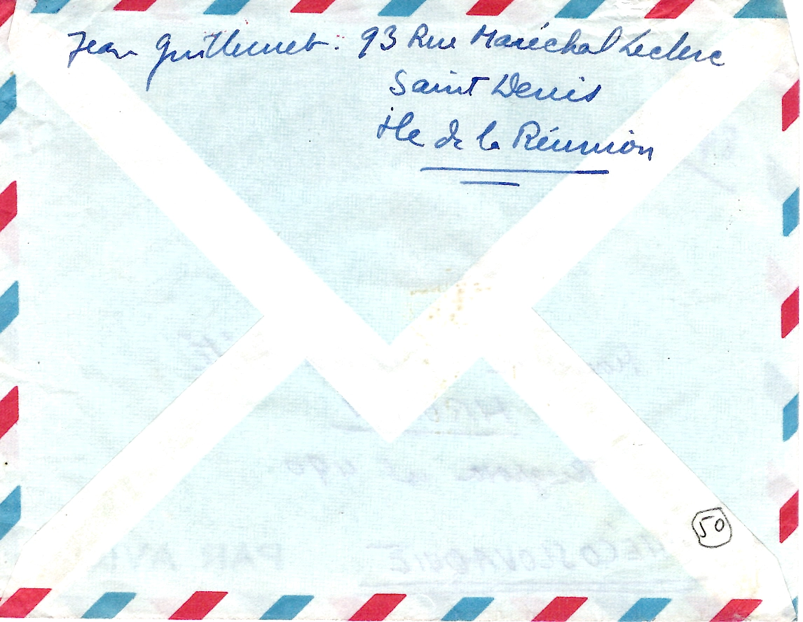 1 CFA CHEFFER 30CX2+40CX2+10C TROYES X2 LETTRE AVION ST DENIS 1969 REUNION POUR TCHECOSLOVAQUIE