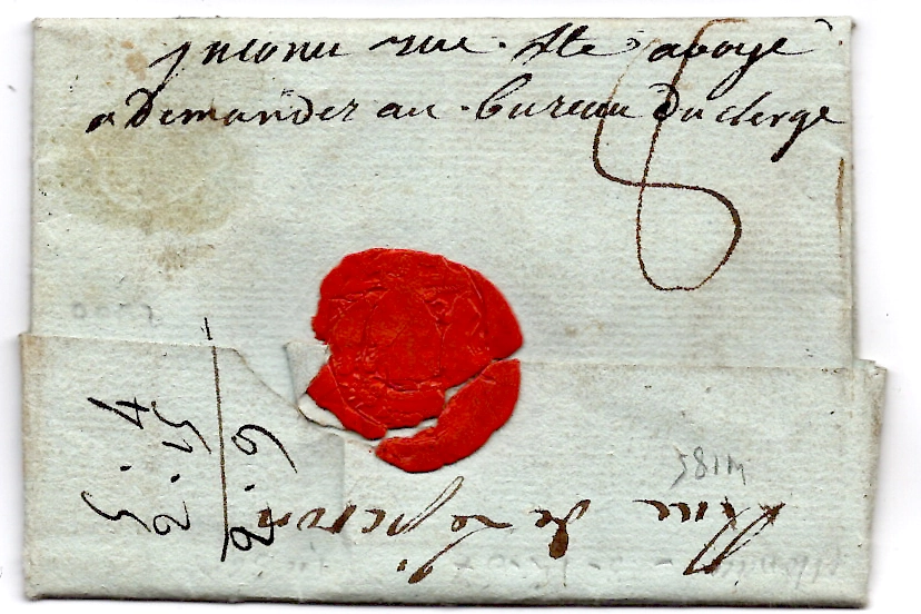 1 MAINE ET LOIRE MARQUE PORT PAYE A ANGERS 1766 LETTRE + PP FLEURS DE LYS COTE 1750€